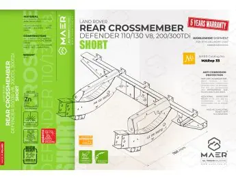 Billig Defender 110/130 V8 and 200/300 TDi rear crossmember SHORT