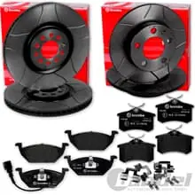 Kracherpreis brembo GESCHLITZTE BREMSSCHEIBEN + BELÄGE VORNE + HINTEN für VW GOLF 4 AUDI A3