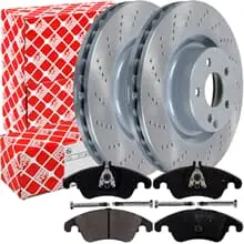 Geprüft FEBI BREMSSCHEIBEN 344mm+ BELÄGE VORNE passend für MERCEDES E-KLASSE A207 C207