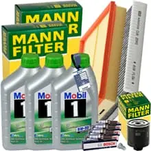 MANN INSPEKTIONSPAKET+3x1L MOBIL 1 ESP 5W30 ÖL passend für VW POLO IV SKODA 1.4 Sonderangebot