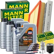 Direktkauf MANN INSPEKTIONSPAKET+3x1L LIQUI MOLY 5W30 ÖL passend für VW POLO 9N SKODA 1.4