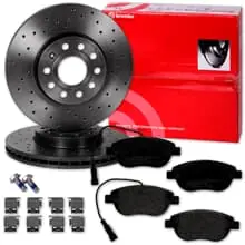 Rabatt brembo GELOCHTE BREMSSCHEIBEN + BELÄGE VORNE passend für OPEL COMBO FIAT DOBLO