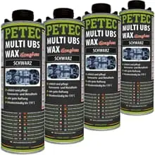 Kracherpreis 4x 1L PETEC UNTERBODENSCHUTZ Multi UBS Wax SAUGDOSE STEINSCHLAGSCHUTZ SCHWARZ