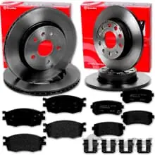 Billig brembo BREMSSCHEIBEN + BELÄGE VORNE + HINTEN passend für KIA RIO 2 II JB